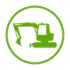 Excavation icon in green on a transparent background